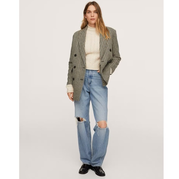 NWT MANGO Houndstooth Wool Blend Coat Oversize - Picture 4 of 12